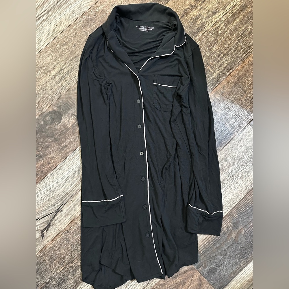 Victoria’s Secret Black Button-Up Sleepshirt